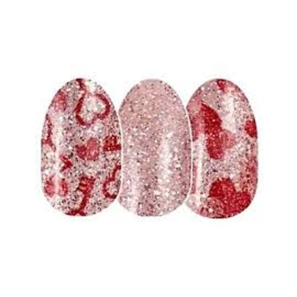 Color Street Nail Polish Strips It's A Key-per Key Hearts Pink Rose Gold Glitter